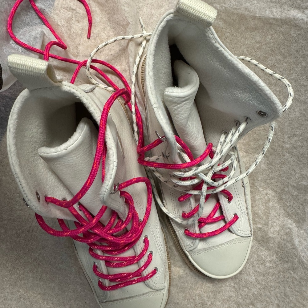 NEW Women's High-Top Sneakers - White and Pink- soft, buttery leather UNISEX